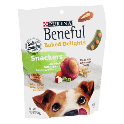 3 Bags of Purina Beneful Baked Delights Snackers with Apples, Carrots, Peas & Peanut Butter Dog Treat 9.5 oz ea