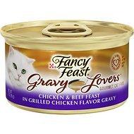 Fancy Feast Gravy Lovers Chicken & Beef Feast in Grilled Chicken Flavor Gravy Cat Food, 3 oz, 12 Cans