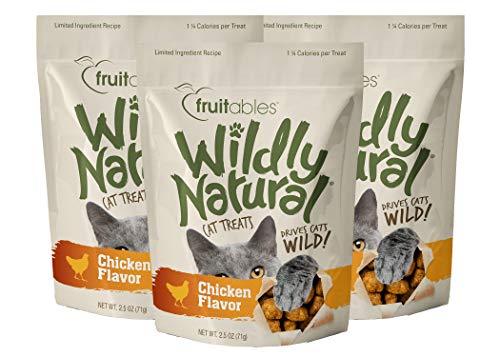Fruitables Wildly Natural 2.5 Ounce Grain Free Chicken Treat for Cats Pack of 3
