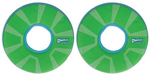 Chuckit! 2 Pack of Max Glow Zipflight Dog Toys, Medium 8.5-Inch
