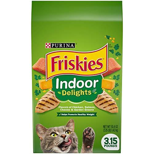 Friskies Dry Cat Food, Indoor Delights, Flavors of Chicken, Salmon, Cheese and Garden Greens, 3.15 Lb Bag