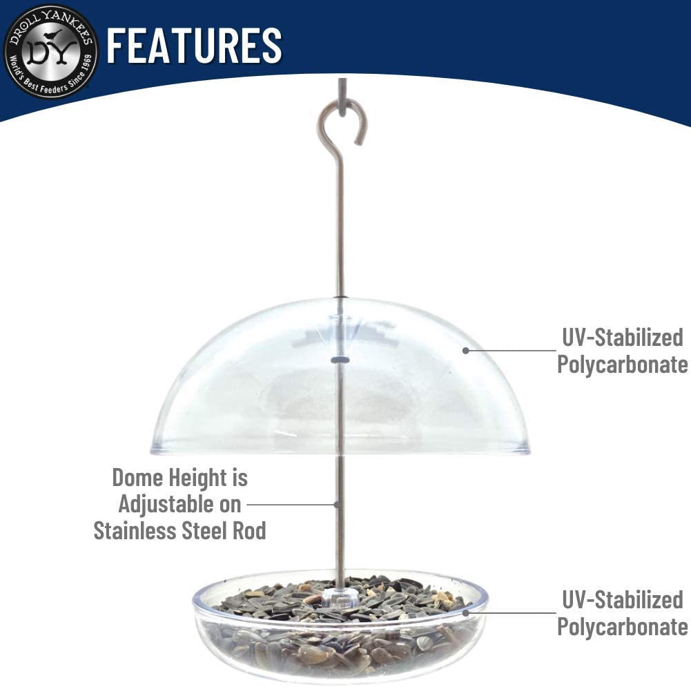 Droll Yankees CUTE Chickadee Feeder Small Multi-purpose Bird Feed, 6-Inch Dome