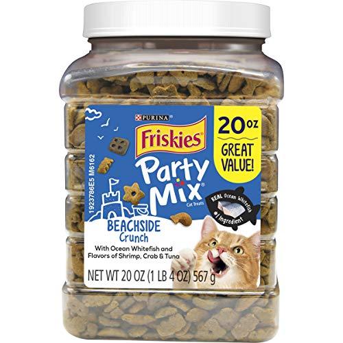 Friskies Party Mix Adult Cat Treats Canisters – Real Ocean Whitefish #1 Ingredient