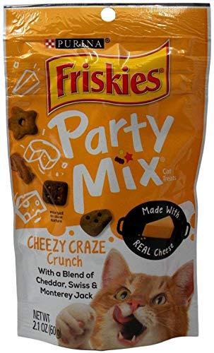 Friskies Party Mix Cheddar, Swiss & Monterey Jack Flavor Cheesy Craze Crunch Cat Treats 10 - 2.1oz Packs