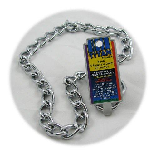 Coastal Pet Titan Chrome Choke Chain Dog Training Collar (Extra Heavy, 4 mm, 28 Inch)