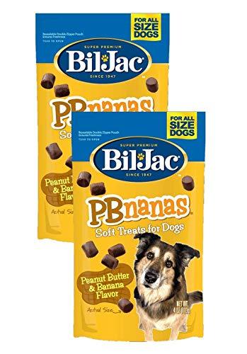 Bil-Jac PB Nanas Dog Treats - Peanut Butter and Banana Flavor - 4 oz Bags - 2 Pack