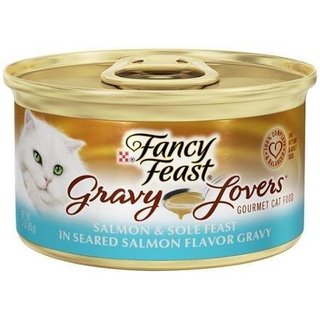 Fancy Feast Gravy Lovers Salmon & Sole Feast in Seared Salmon Flavor Gravy Cat Food 3 oz, 12 Cans