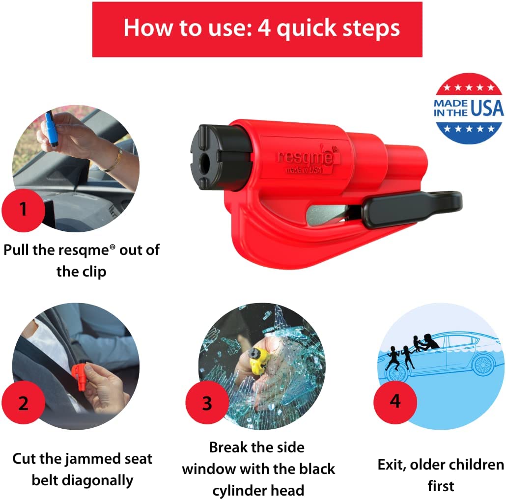 RESQME The Original Keychain Car Escape Tool, Made in USA (Black), Single Pack (01.100.01)