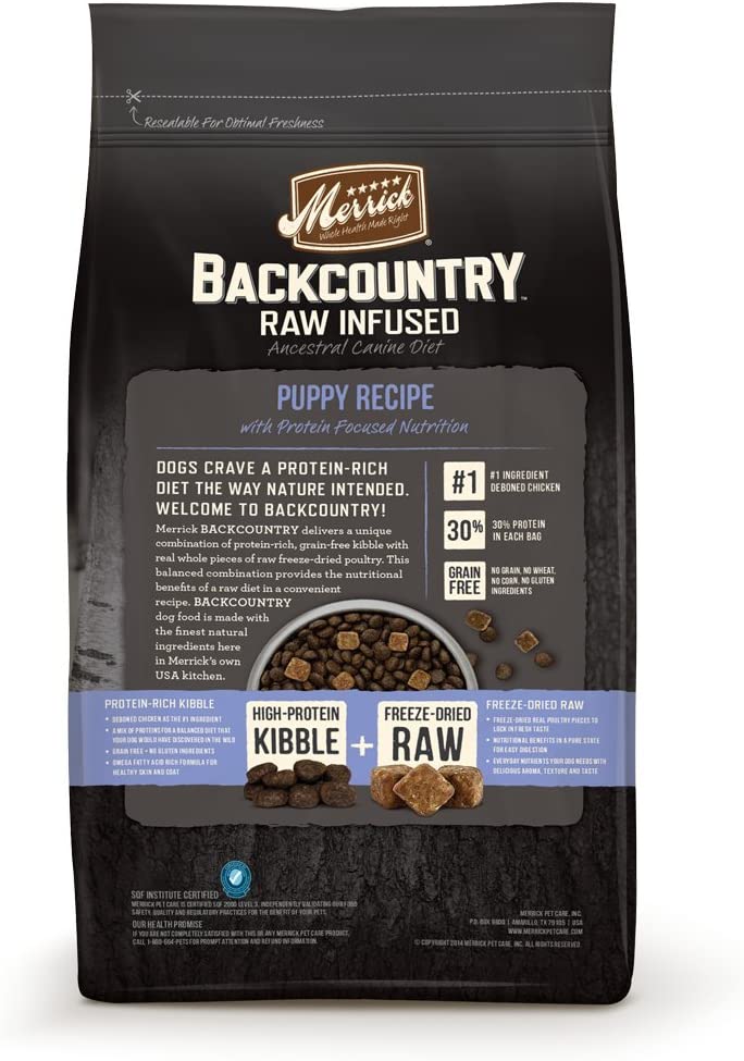 Merrick Backcountry Grain Free Raw Infused Puppy Dry Food, 4 Lbs.