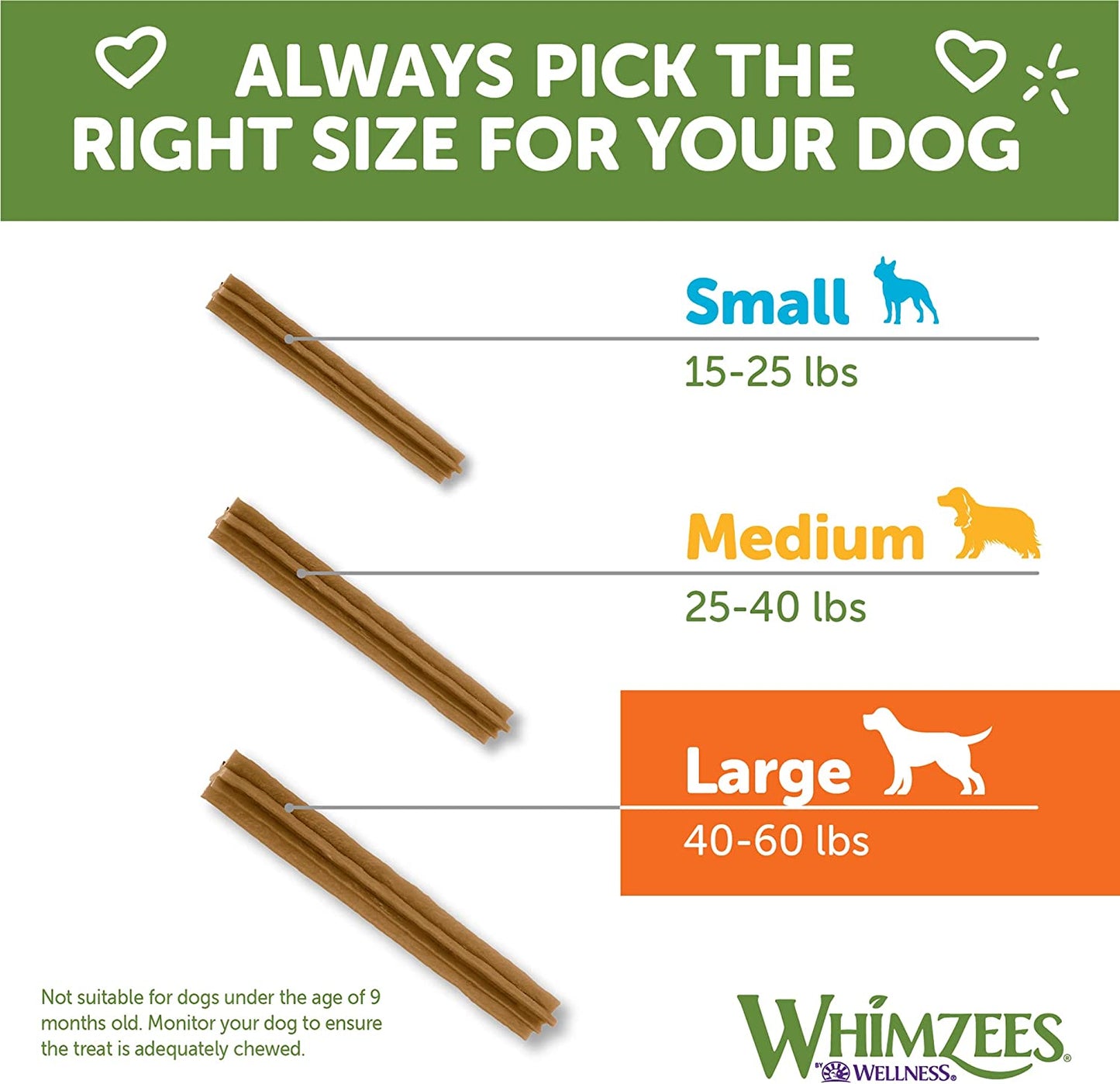 Whimzees Natural Grain-Free Dog Dental Chews, Daily Oral Care Treats, Long Lasting, Freshens Breath, Reduces Tartar & Plaque, for Large Dogs (40-60 lbs)