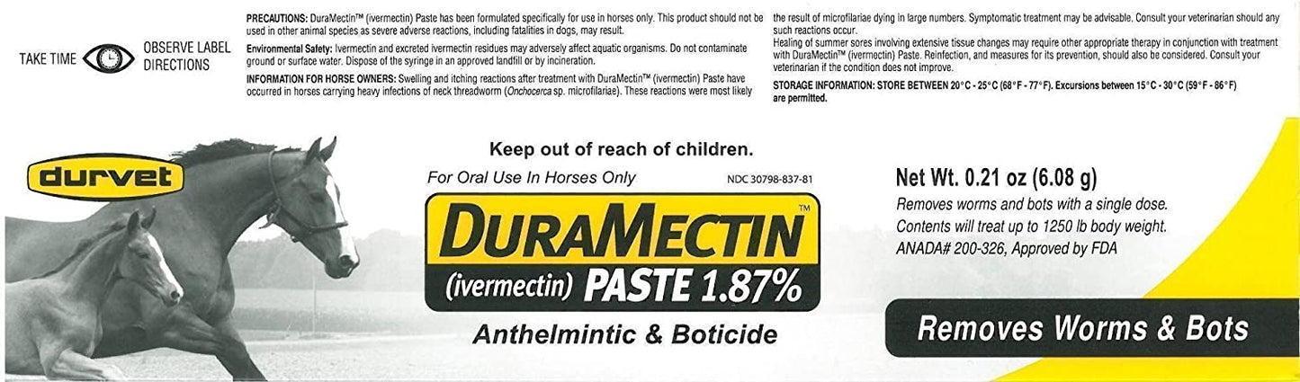 Durvet Duramectin Equine Wormer Paste - 12 Tubes