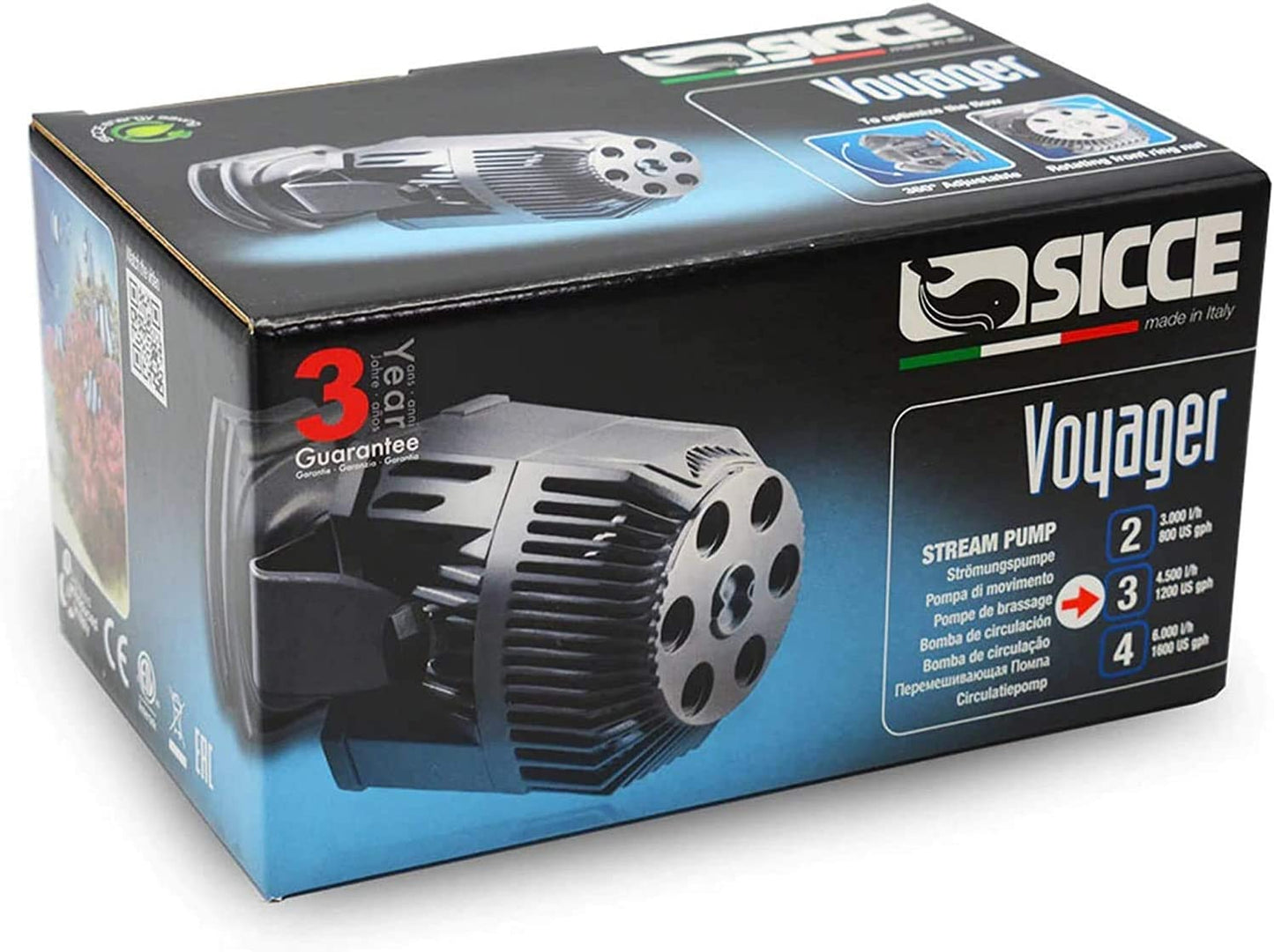 Sicce Voyager Stream Pump - freshwater and saltwater application, for submerged use