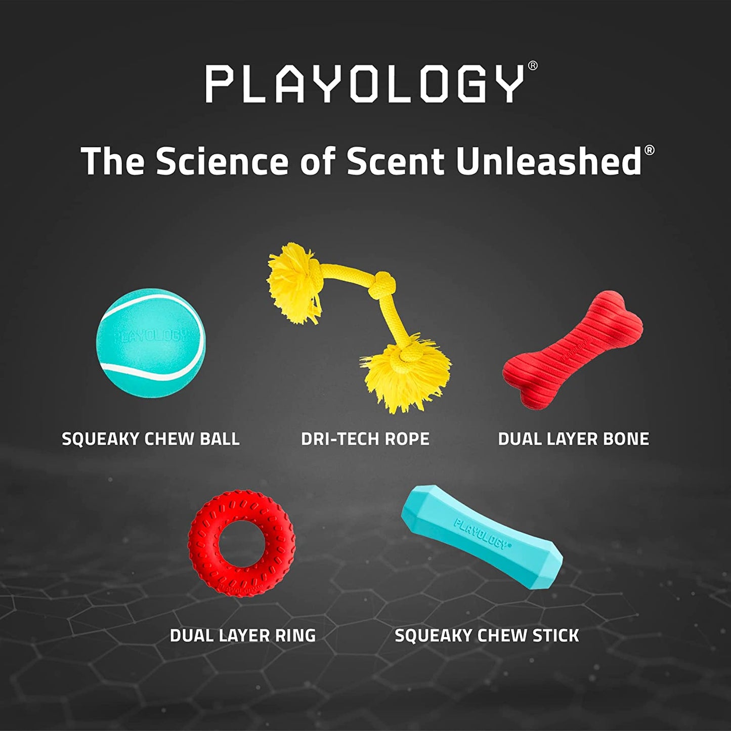 Playology Squeaky Chew Ball Dog Toy, for Extra Large Dogs (50lbs and Up) - for Heaviest Chewers - Engaging All-Natural Scented Toy - Non-Toxic Materials