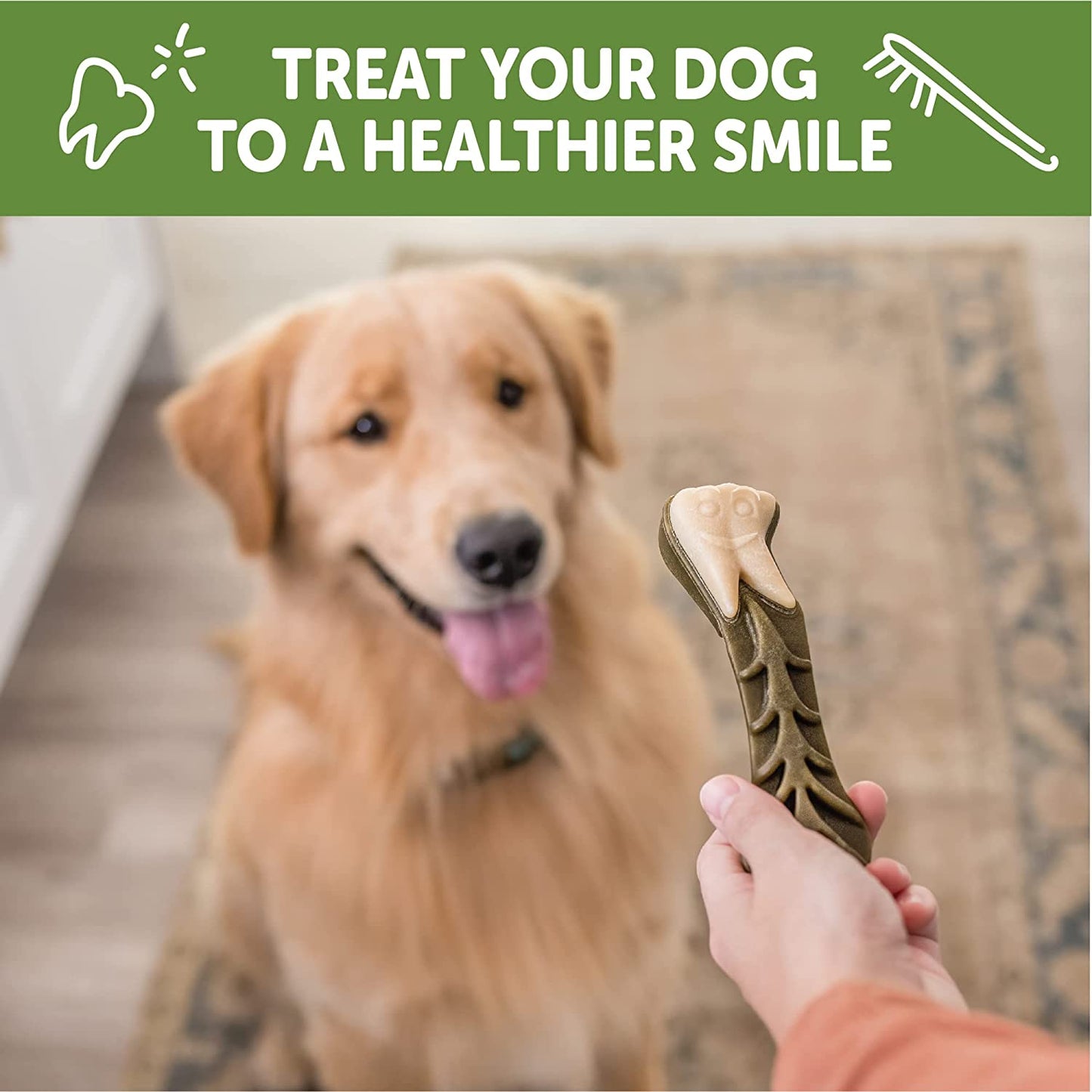 Whimzees Natural Grain-Free Dog Dental Chews, Daily Oral Care Treats, Long Lasting, Freshens Breath, Reduces Tartar & Plaque, for Large Dogs (40-60 lbs)