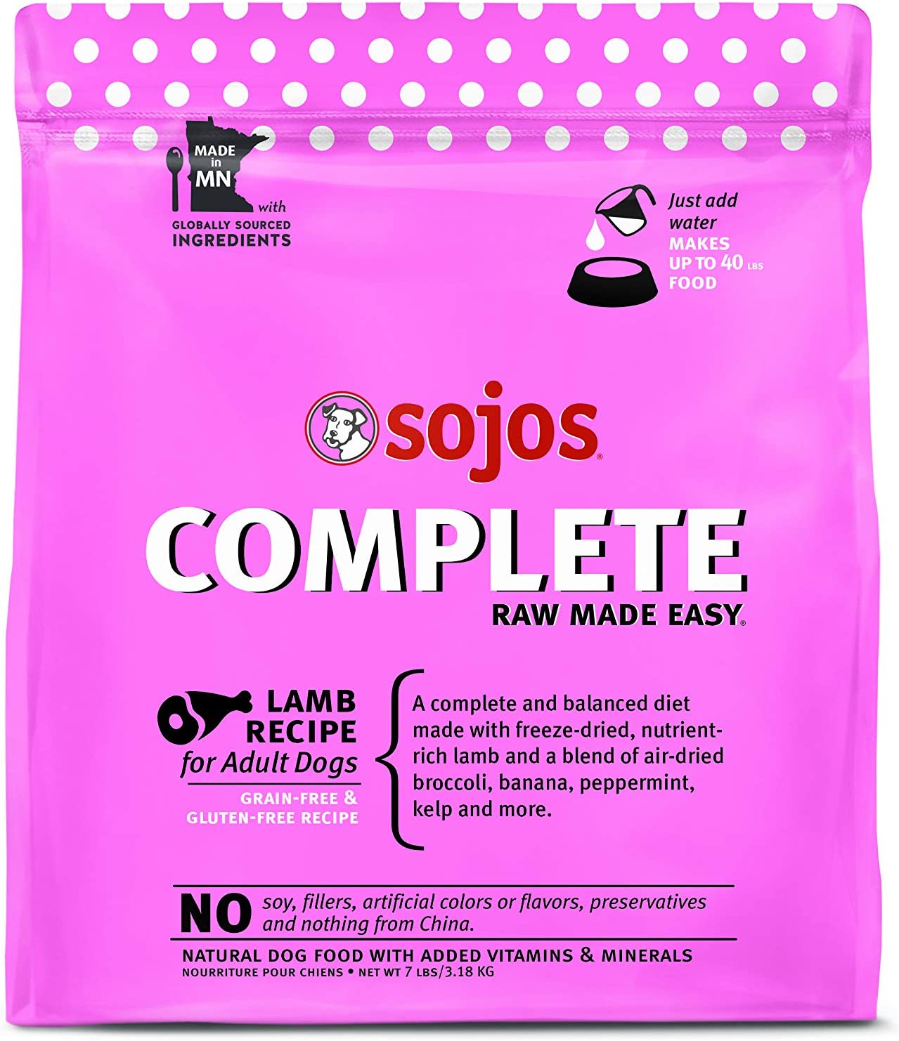 Sojos Complete Turkey Recipe Adult Grain-Free Freeze-Dried Raw Dog Food, 7 Pound Bag