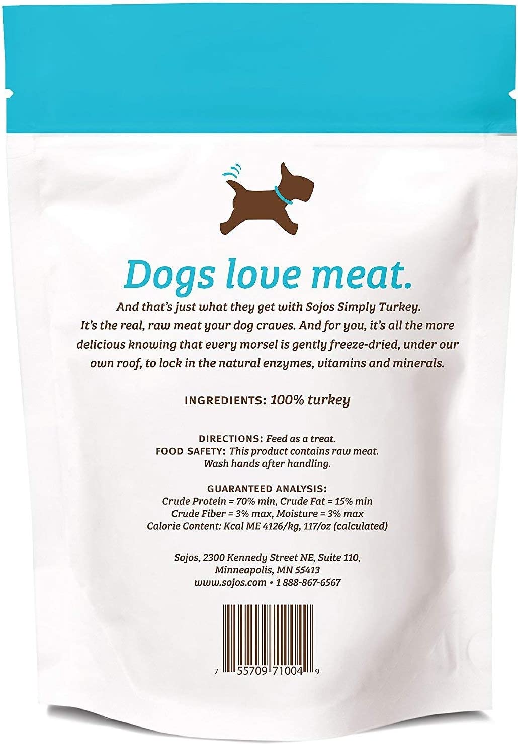 SOJOS 2 Pack of Simply Turkey Dog Treats, 4 Ounces each, 100 Percent Raw Freeze-Dried Meat, Made in the USA