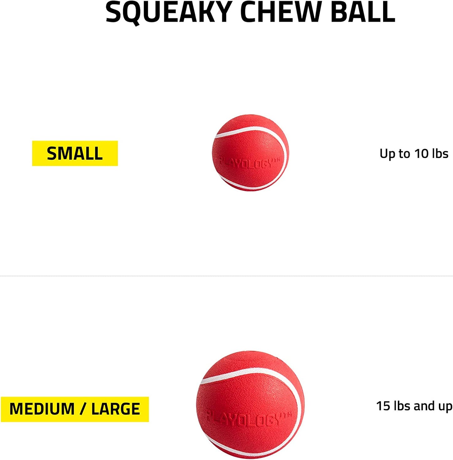 Playology Squeaky Chew Ball Dog Toy Beef Scent, Small, Red