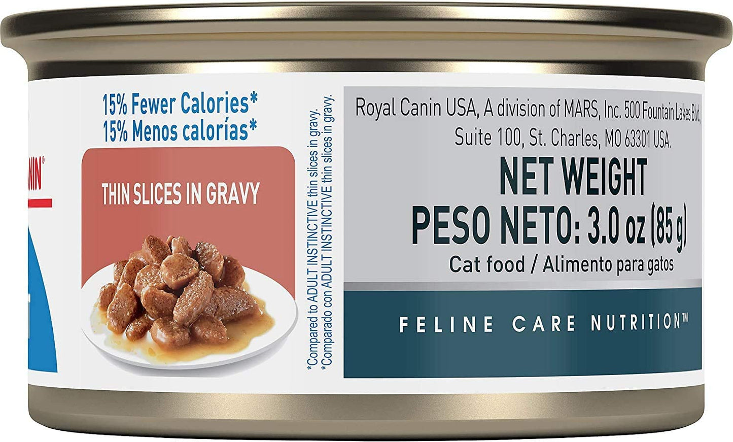 Royal Canin Feline Care Nutrition Weight Care Thin Slices In Gravy Canned Cat Food, 3 oz