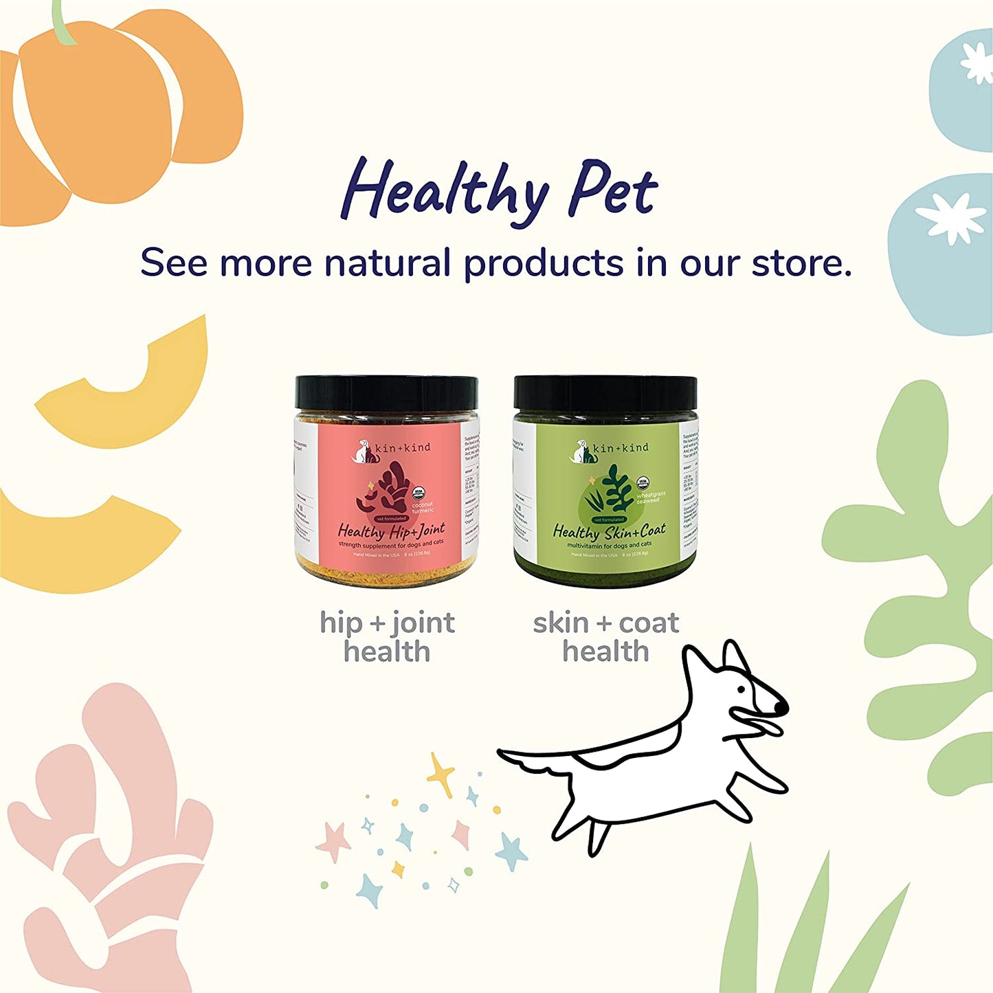 kin+kind Dog Supplement Powder - Cranberry Supplement for Dogs and Cats for Healthy Immunity - Cat & Dog Bladder Support - Natural Formula with Organic Cranberry, Blueberry and Coconut - Made in USA