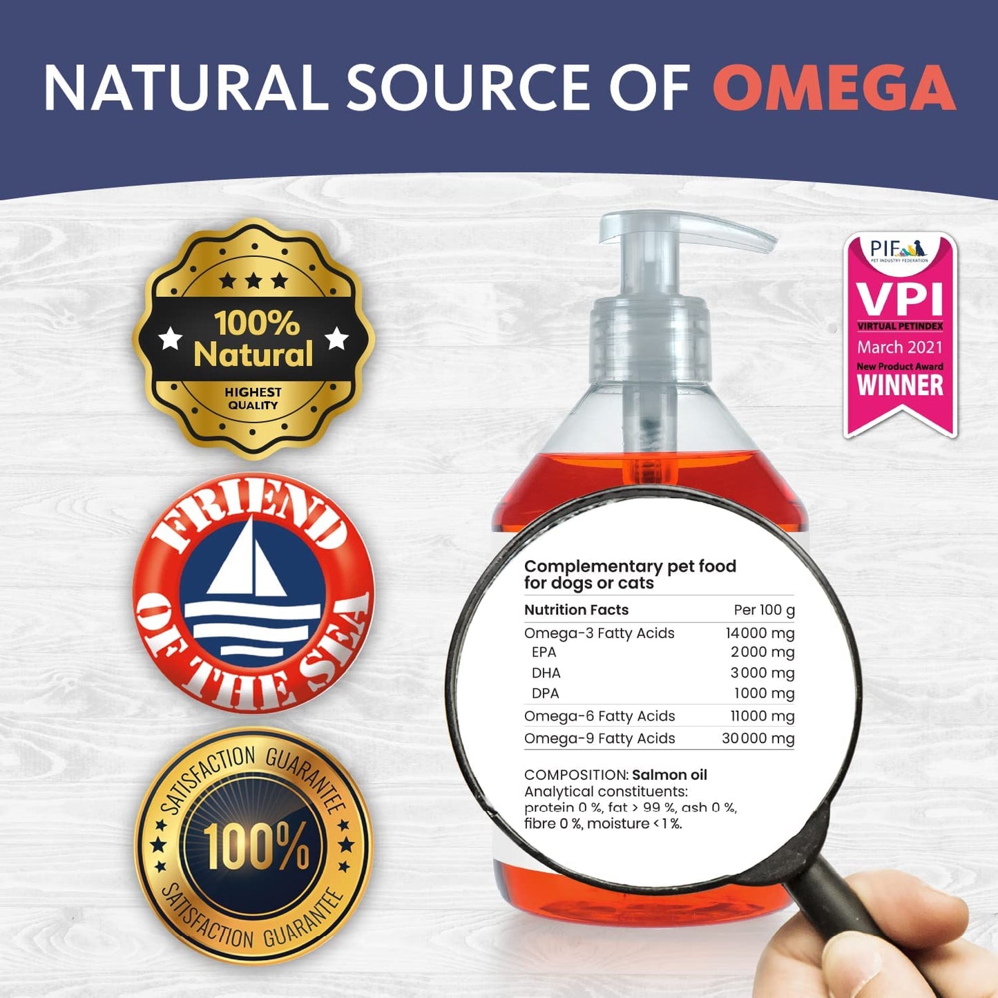 Brilliant Salmon Oil for Dogs, Cats & Puppies, Pure Omega 3 Fish Oil Liquid Food Supplement with DHA & EPA Fatty Acids, by Hofseth BioCare (10 Ounce)(Pack of 2)