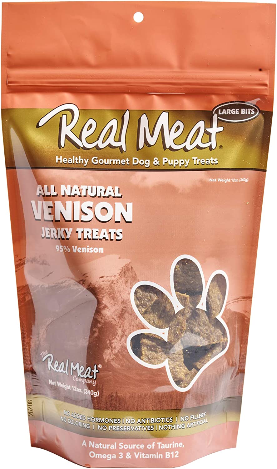 The Real Meat Company 828016 Dog Jerky Venison Treat, 12-Ounce