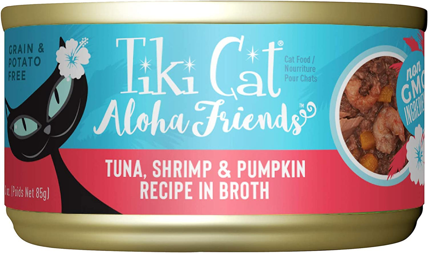 Tiki Cat Aloha Friends Grain Free Wet Cat Food for All Life Stages - Seafood with Pumpkin Recipes 3 oz. Cans (Pack of 12)