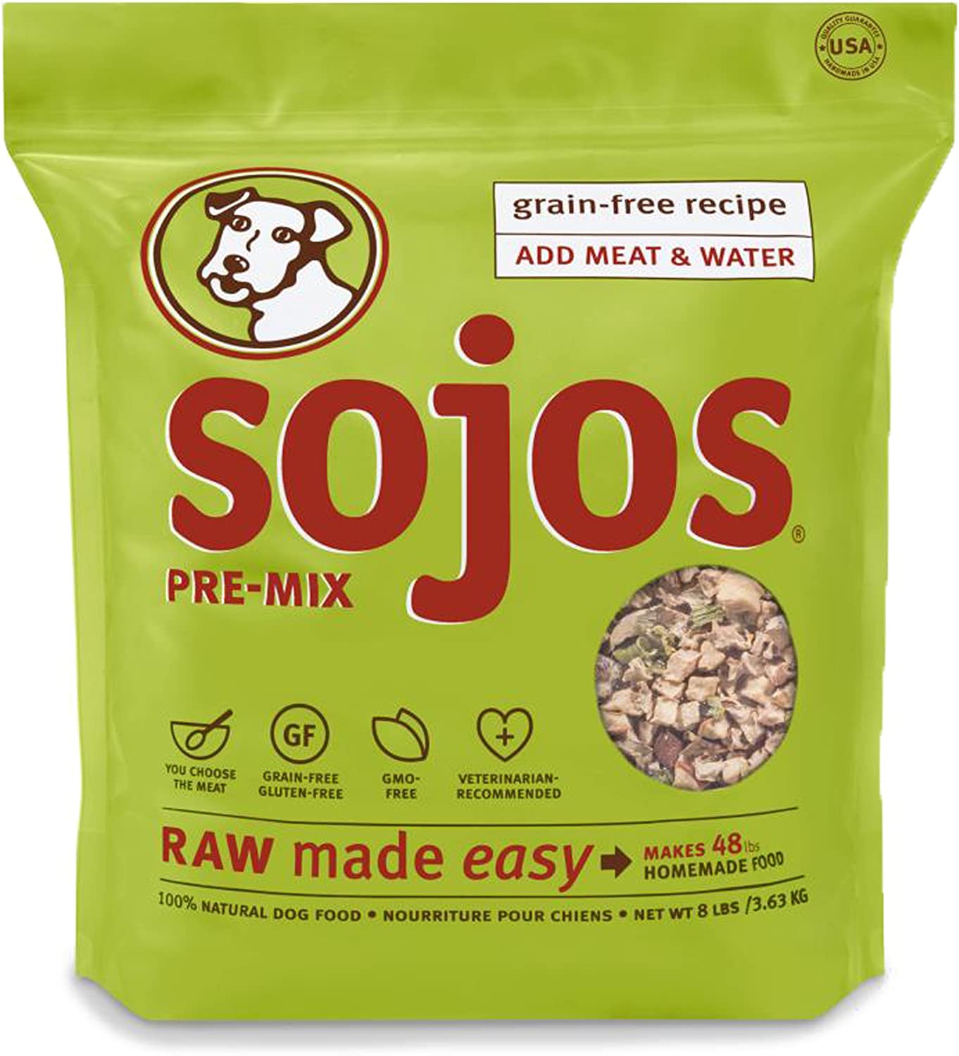 SOJOS Natural Pet Food Pre Mix Grain Free Freeze Dried Raw Dry Dog Foo