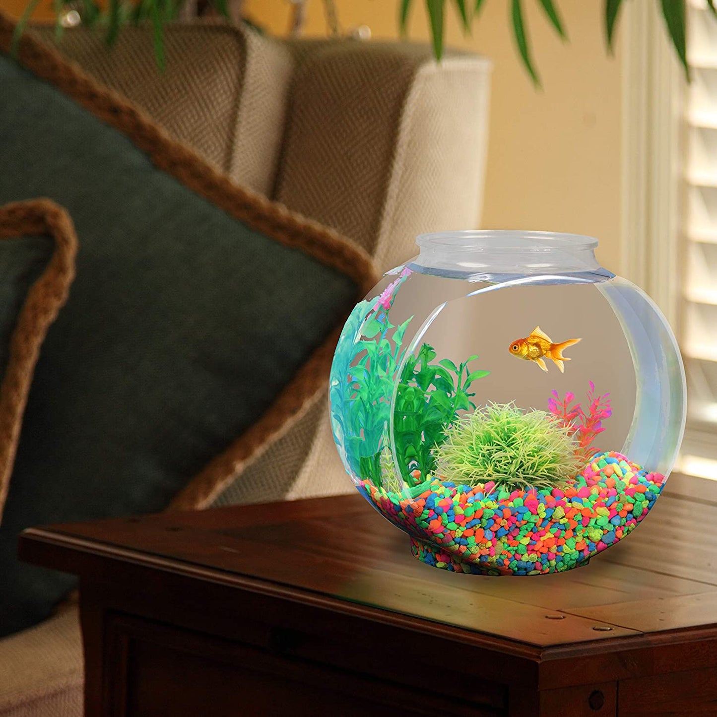 Koller Products 1/2-Gallon Fish Bowl Drum, 6.3" L x 4.2" W x 6.3" H, Clear