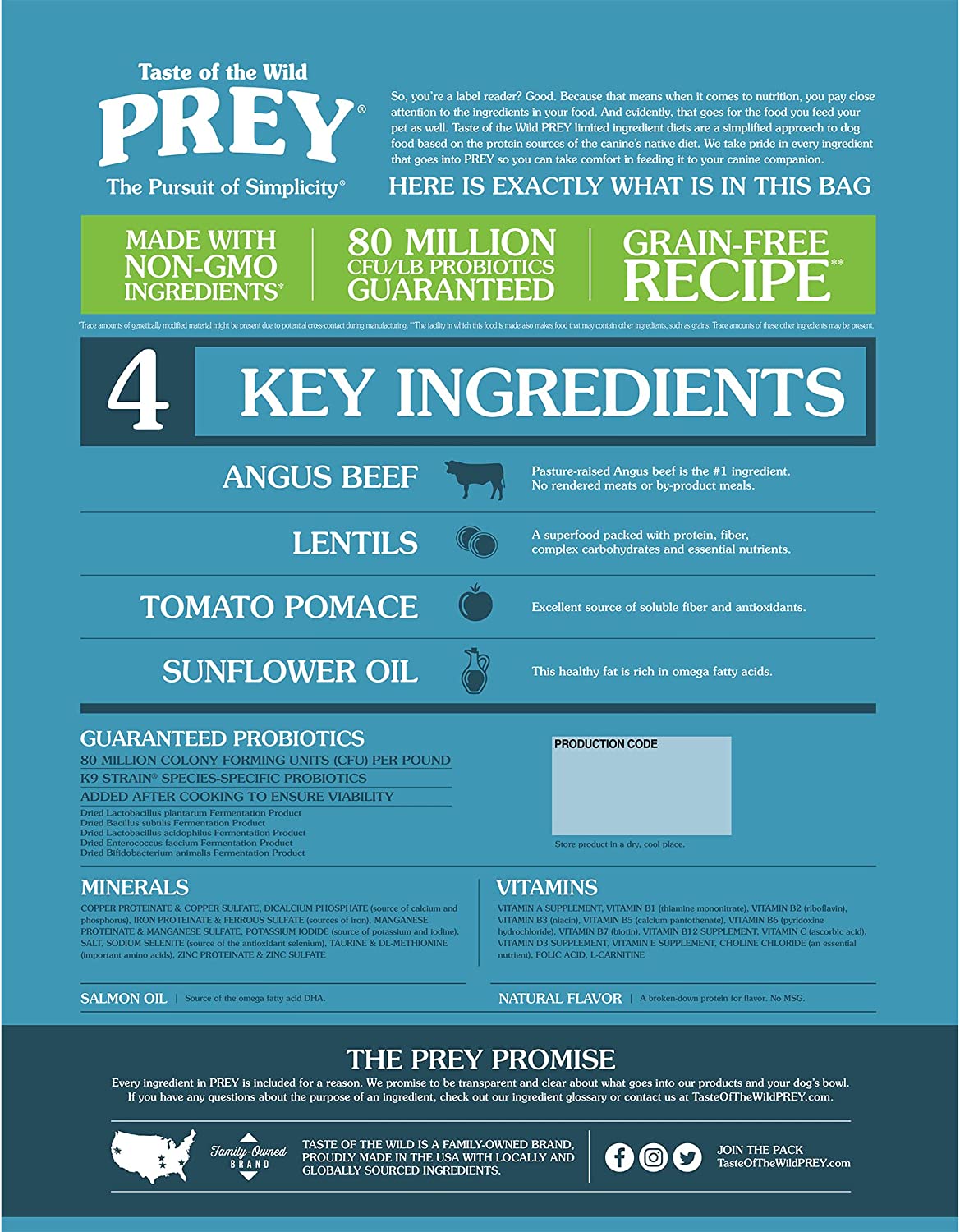 Taste of the Wild PREY High Protein Limited Ingredient Premium Dry Dog Food with Antioxidants and Probiotics for All Life Stages