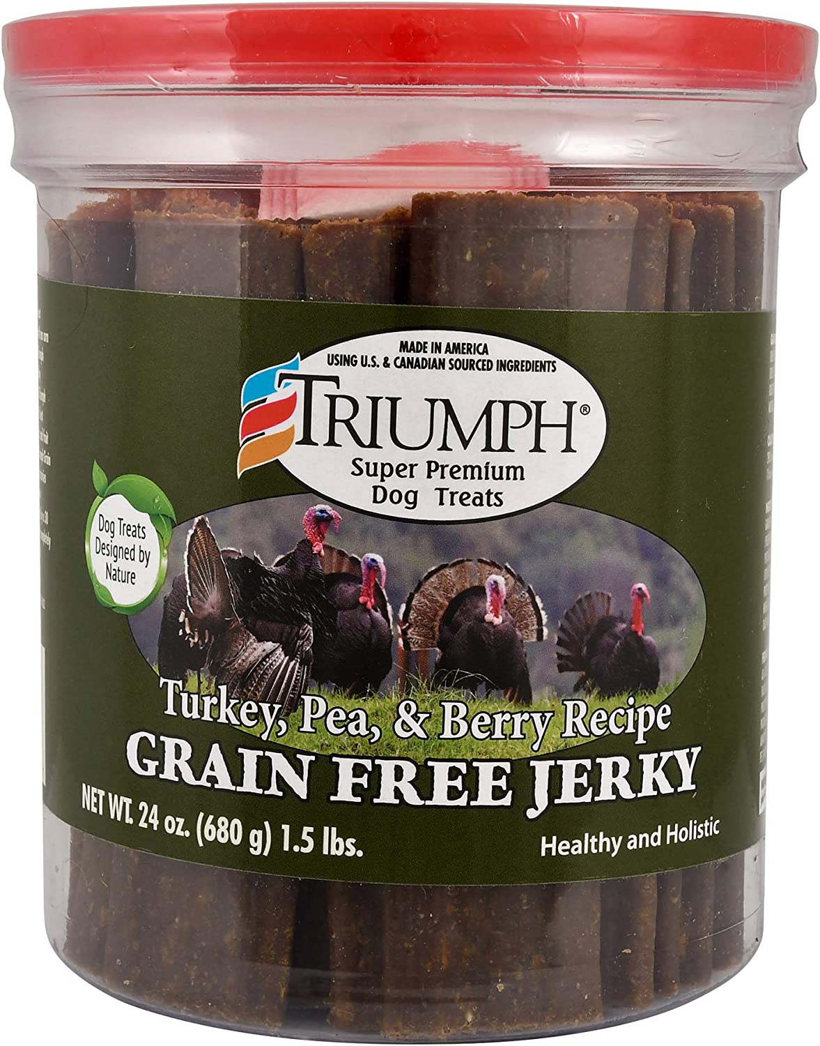Triumph Dog Turkey, Pea, Berry Grain Free Jerky, 24-Ounce