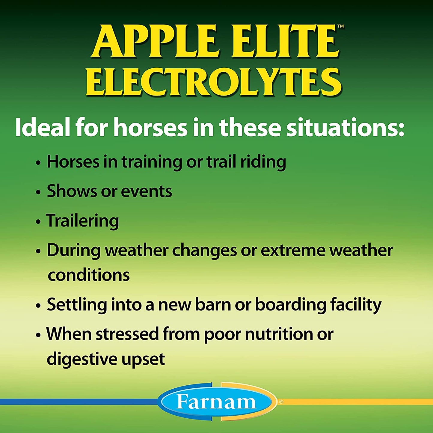Farnam Apple Elite Horse Electrolyte Powder, Replaces minerals lost in sweat during exercise, extreme weather & stressful conditions, 20 lbs., 160 day supply
