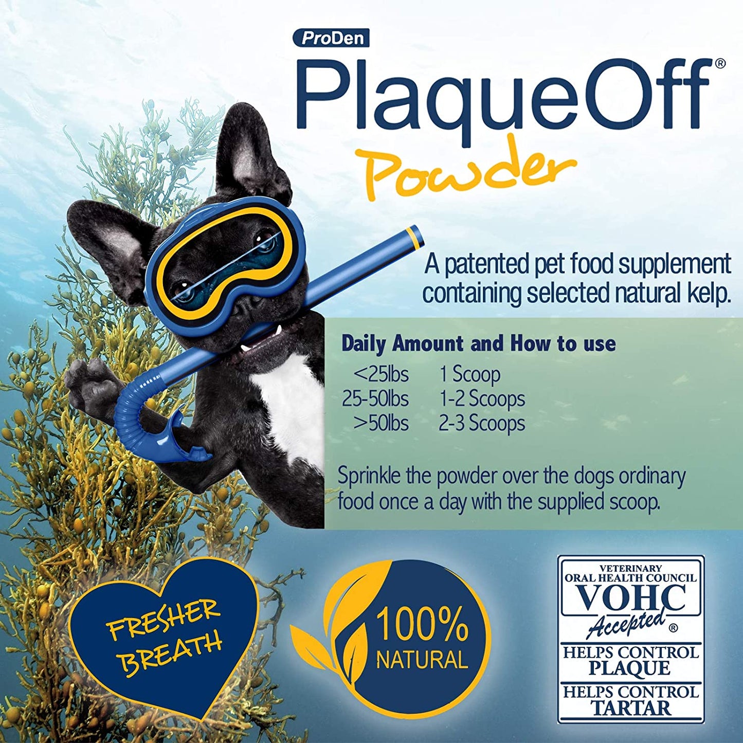 ProDen PlaqueOff Powder for Pets - Cat & Dog Breath Freshener - Plaque & Tartar Remover for Pet Oral Care - Supports Healthy Mouth for Dogs - 60 g