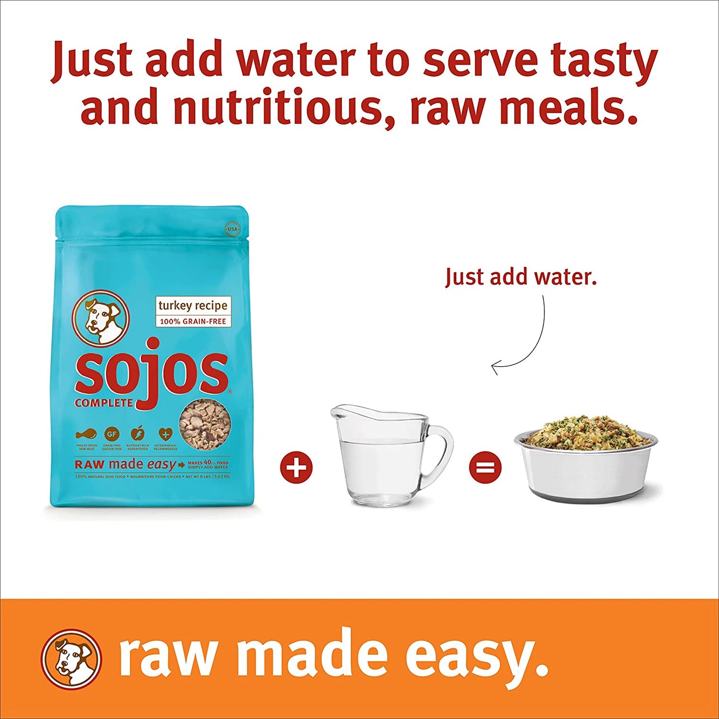 Sojos Complete Natural Raw Freeze Dried Dog Food Mix, Turkey, 7 Pound Bag