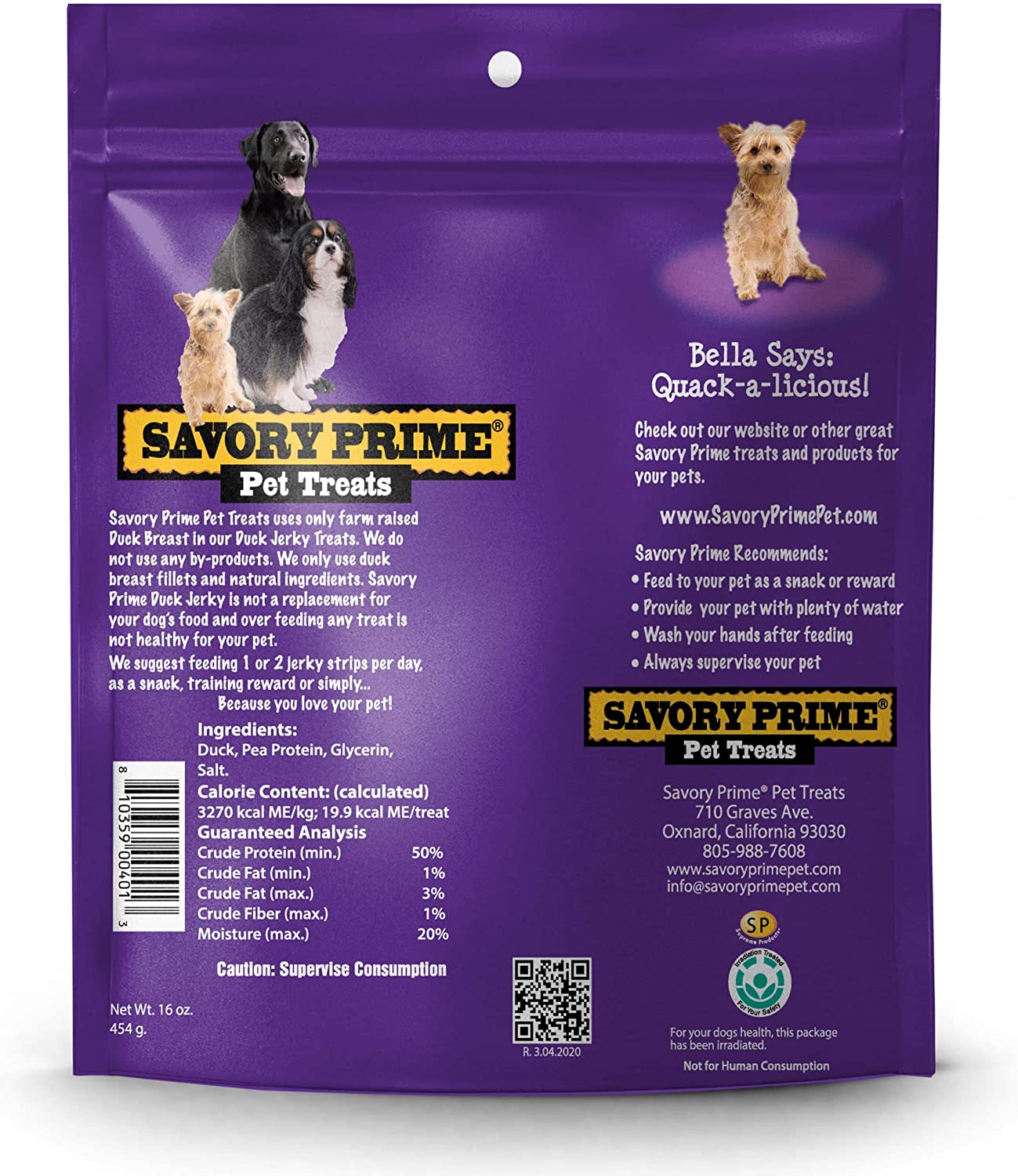 Savory Prime Natural Duck Jerky, 4 Oz