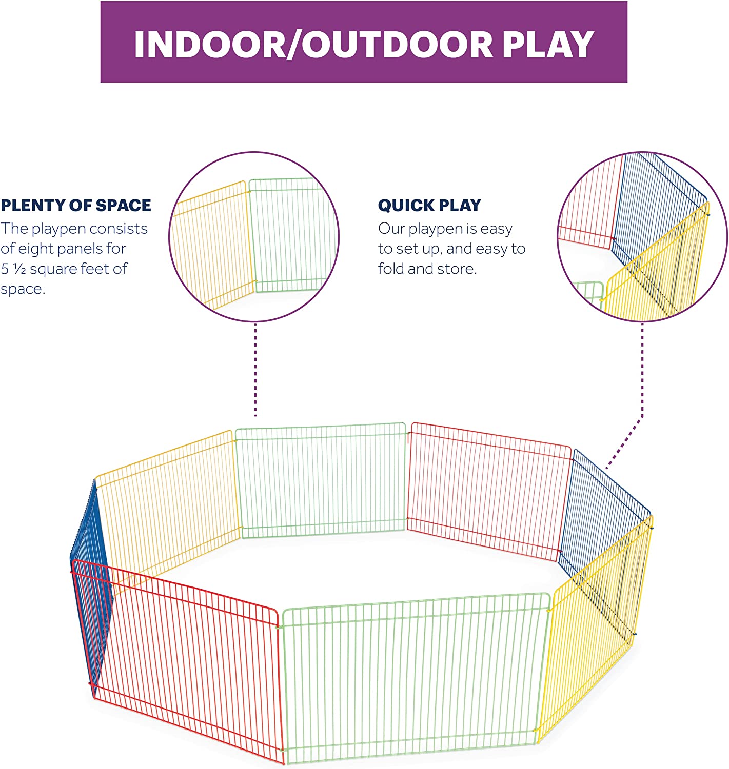 Prevue Pet Products Multi-Color Small Pet Playpen 40090,13x35.87x8.67 inch