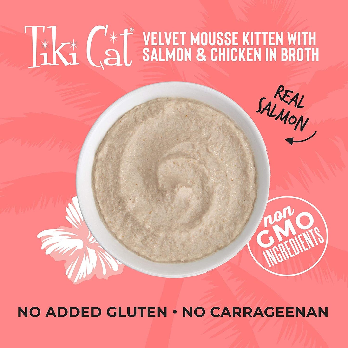 Tiki Cat Velvet Mousse w/Salmon & Chicken in Broth Wet Kitten Food, 2.4 Ounce