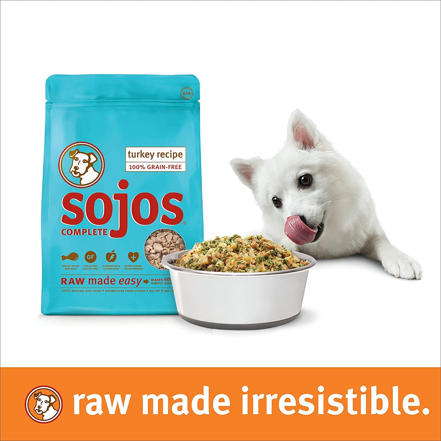 Sojos Complete Natural Raw Freeze Dried Dog Food Mix, Turkey, 7 Pound Bag