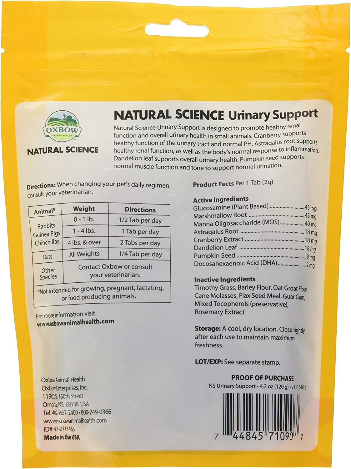 Oxbow Natural Science Urinary Support 4.2 oz