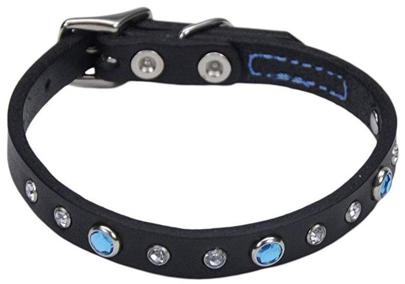 CircleT Fashion Leather Jewel Collar Blue