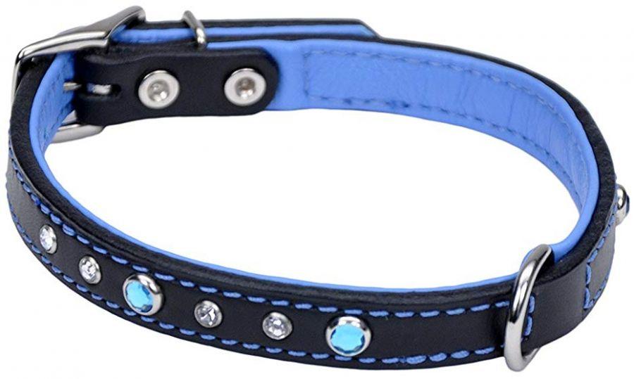 CircleT Fashion Leather Jewel Collar Blue