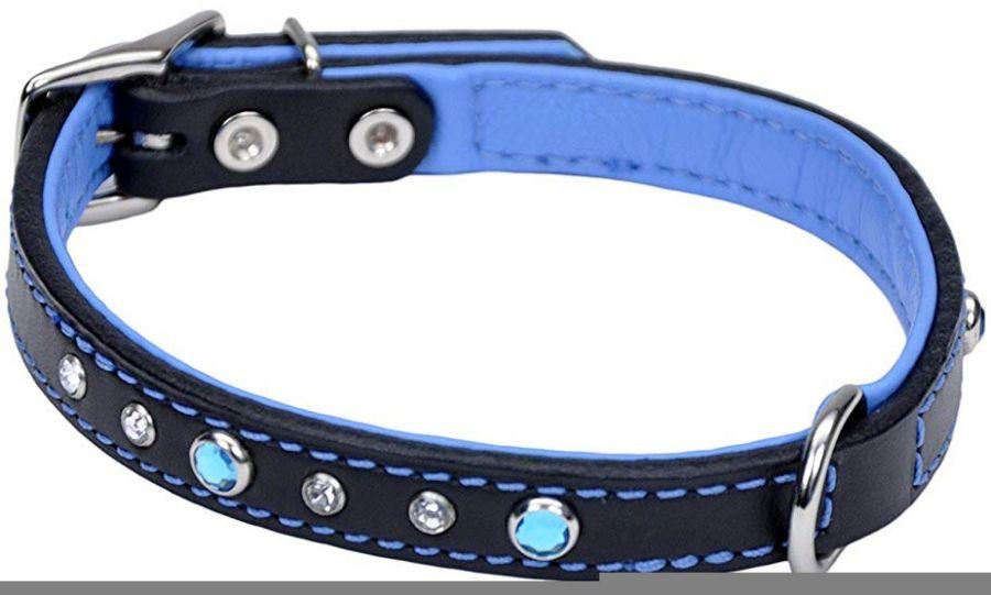 CircleT Fashion Leather Jewel Collar Blue