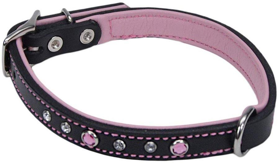 CircleT Fashion Leather Jewel Collar Pink