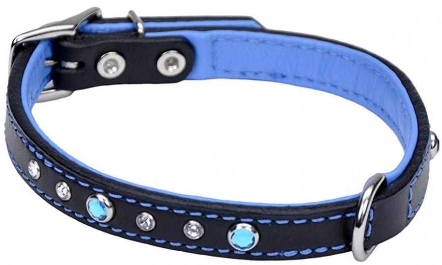 CircleT Fashion Leather Jewel Collar Blue