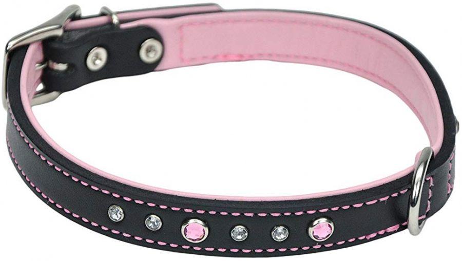 CircleT Fashion Leather Jewel Collar Pink