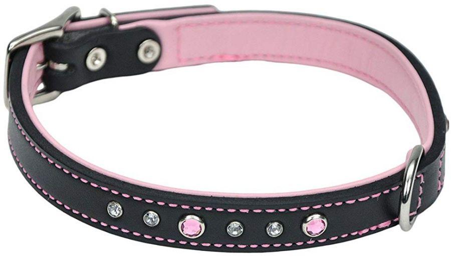 CircleT Fashion Leather Jewel Collar Pink