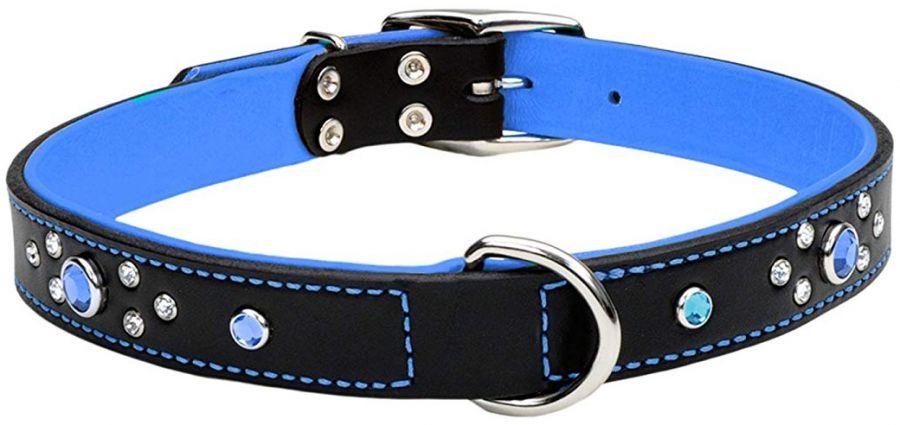 CircleT Fashion Leather Jewel Collar Blue