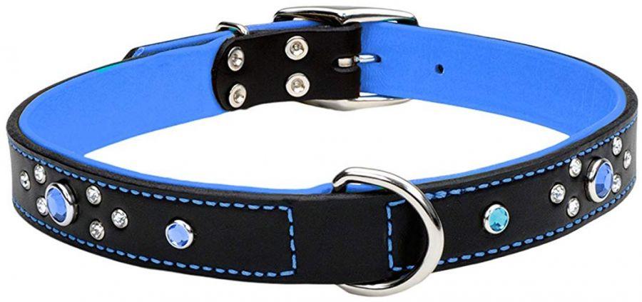 CircleT Fashion Leather Jewel Collar Blue