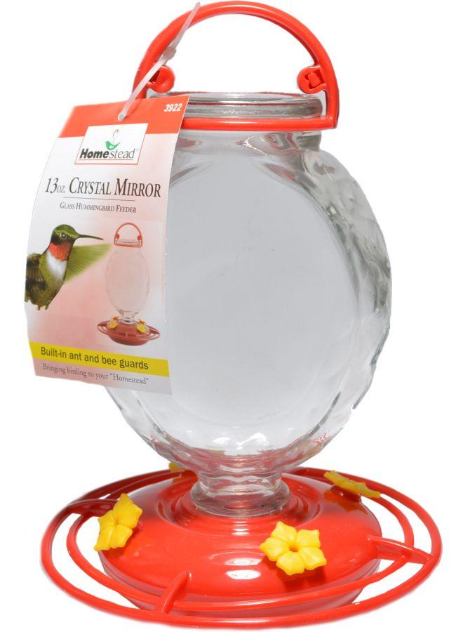 Homestead Crystal Mirror Glass Hummingbird Feeder