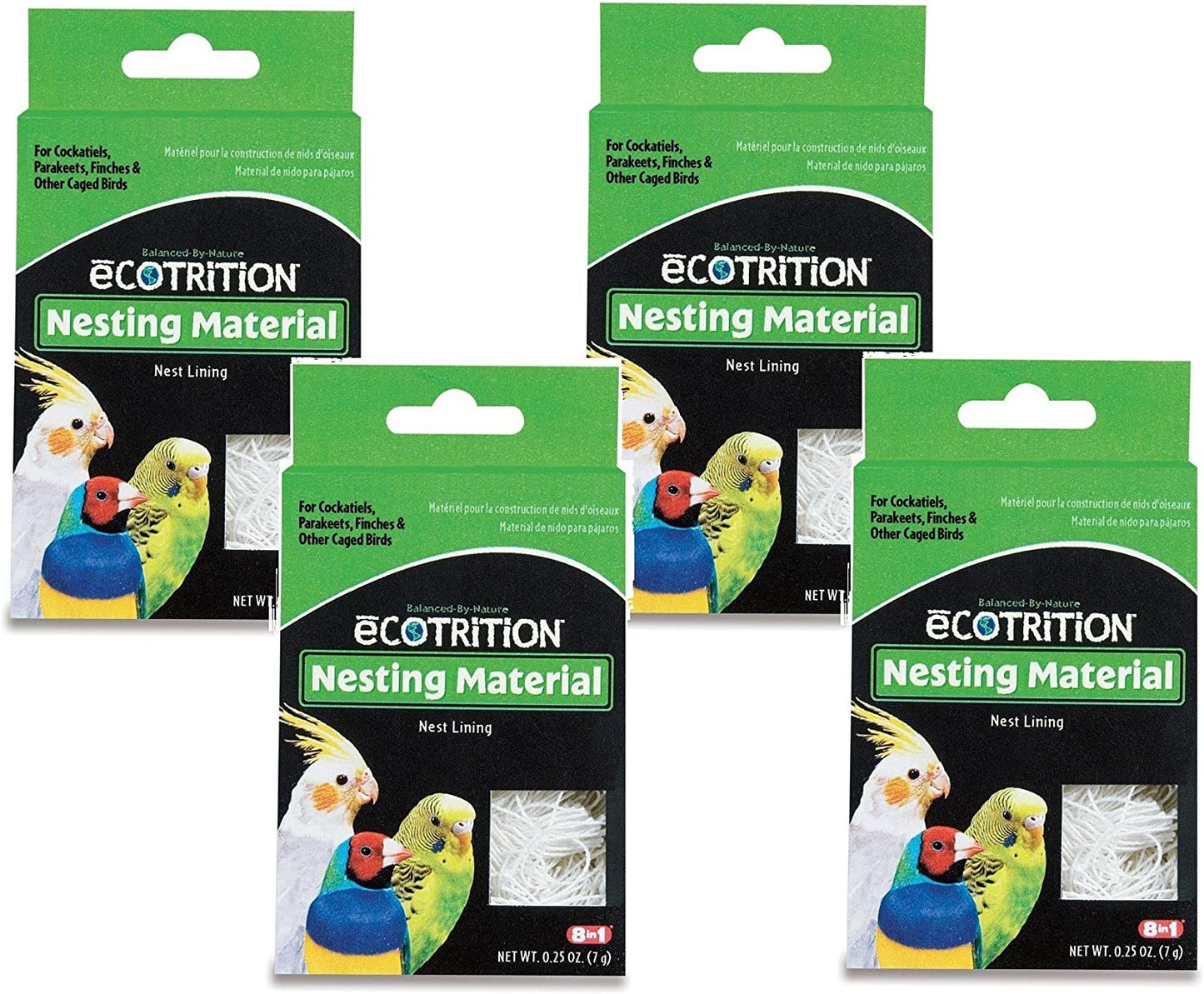 8 in 1 Pet Products Natural Cotton Fiber Bird Nesting Material - 4 Total .25oz each