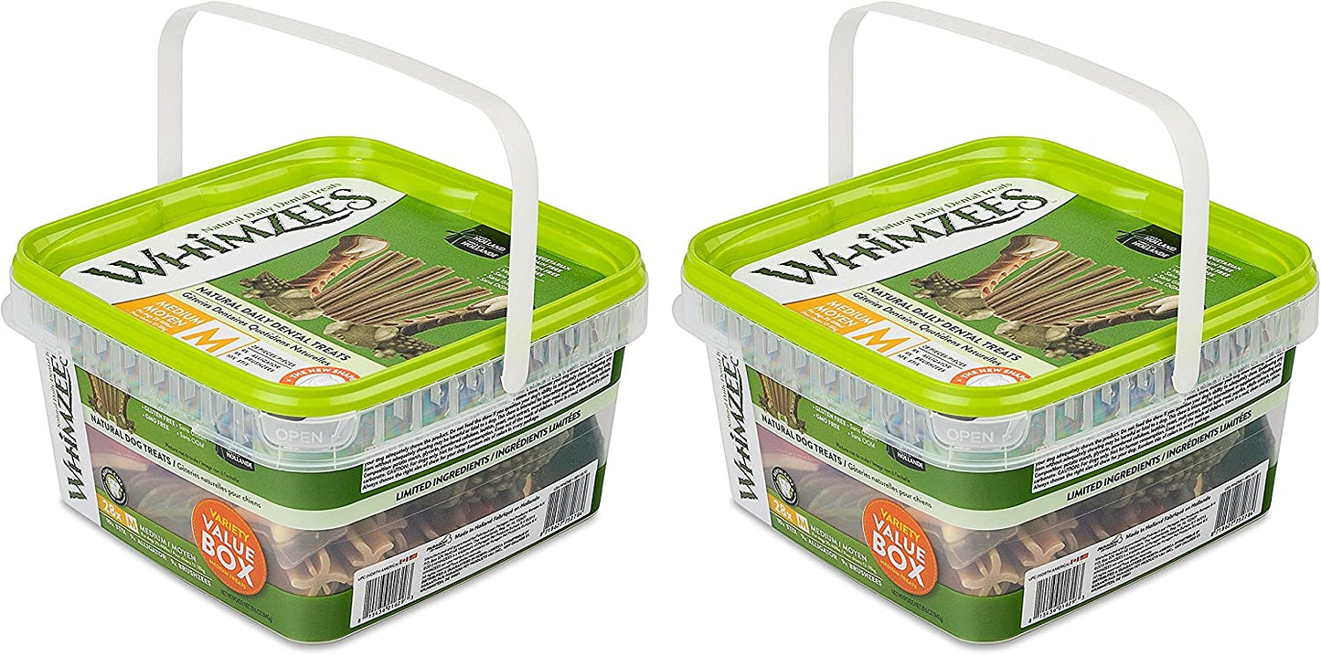 Whimzees Natural Grain Free Dental Dog Treats, Variety Pack (Medium (56 Count))